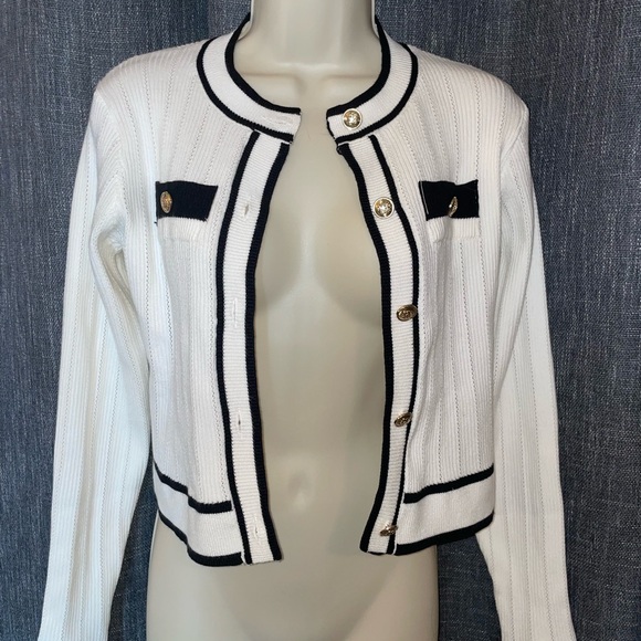 SHEIN Sweaters - SHEIN Black and White Knit Cardigan